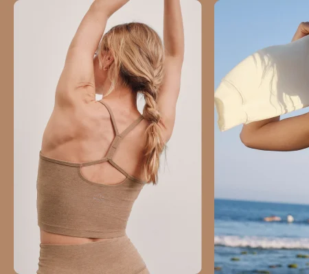 Spacedye Slim Racerback Cropped Tank in Desert Sand Heather