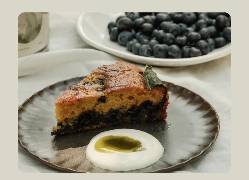 Fig Leaf and Blueberry Summer Avocado Oil Cake Image