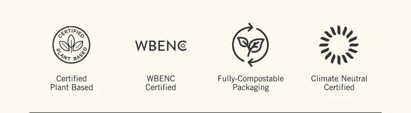 Certified Plant Based. WBE NC Certified. Fully-Compostable Packaging. Climate Neutral Certified.