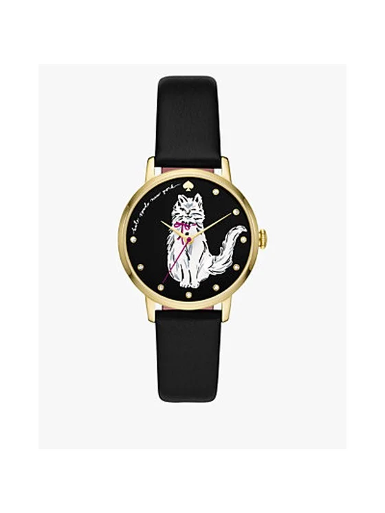 Metro Black Leather Watch