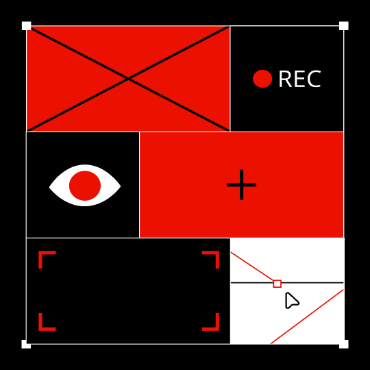 Adobe black, white, and red graphic.