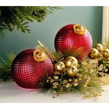 Set of (2) 6" Diamond Glass Tabletop Ornaments by Valerie
