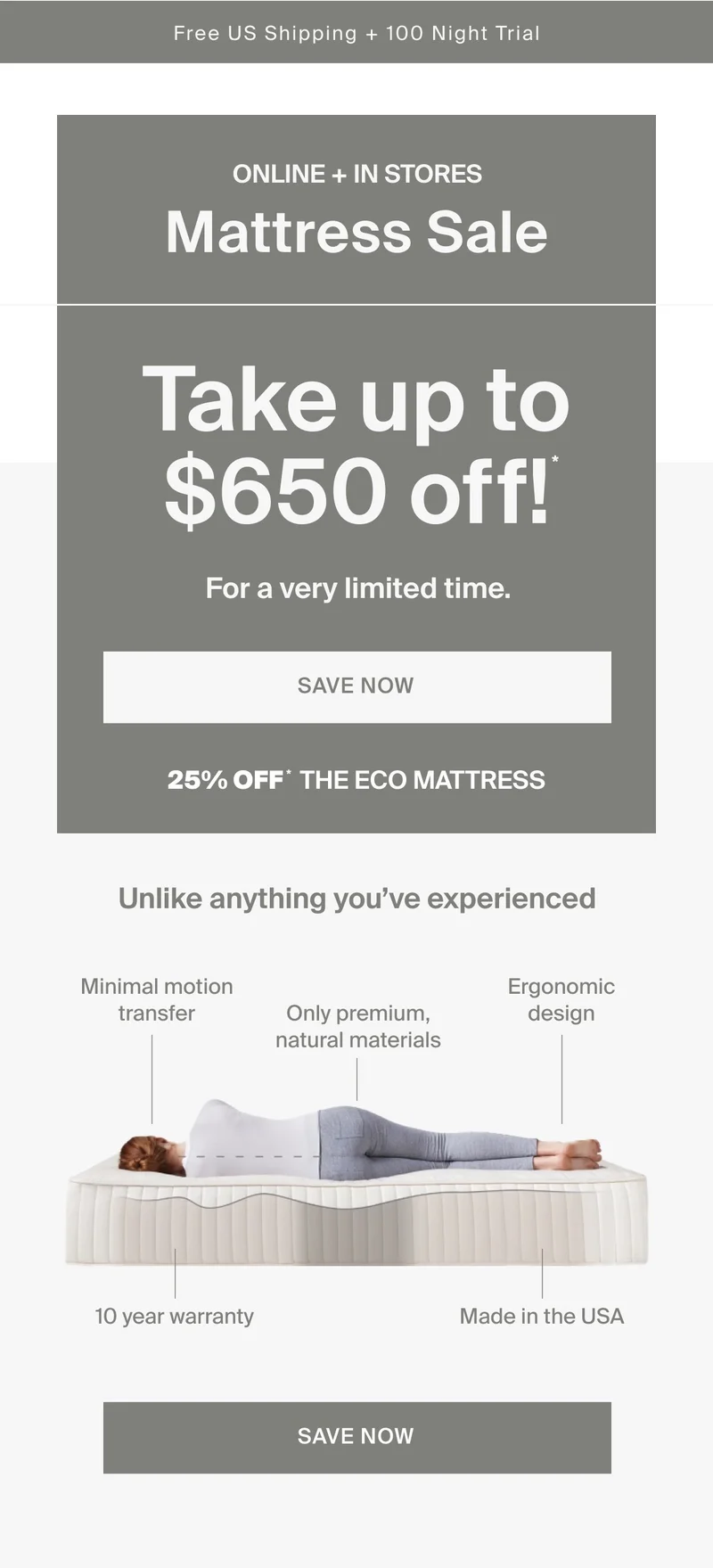 Online + In Stores Mattress Sale. Take up to $650 off. Save now.