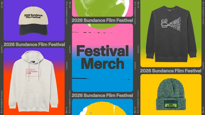 Graphic showcasing official 2026 Festival Merch, including a hoodie, cap, fleece crew, and beanie.