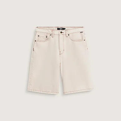 Natural Seed Beige Check-5 Baggy Denim Shorts