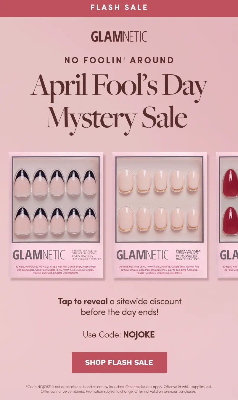 Mystery Sale Reveal your offer now. Use code NOJOKE