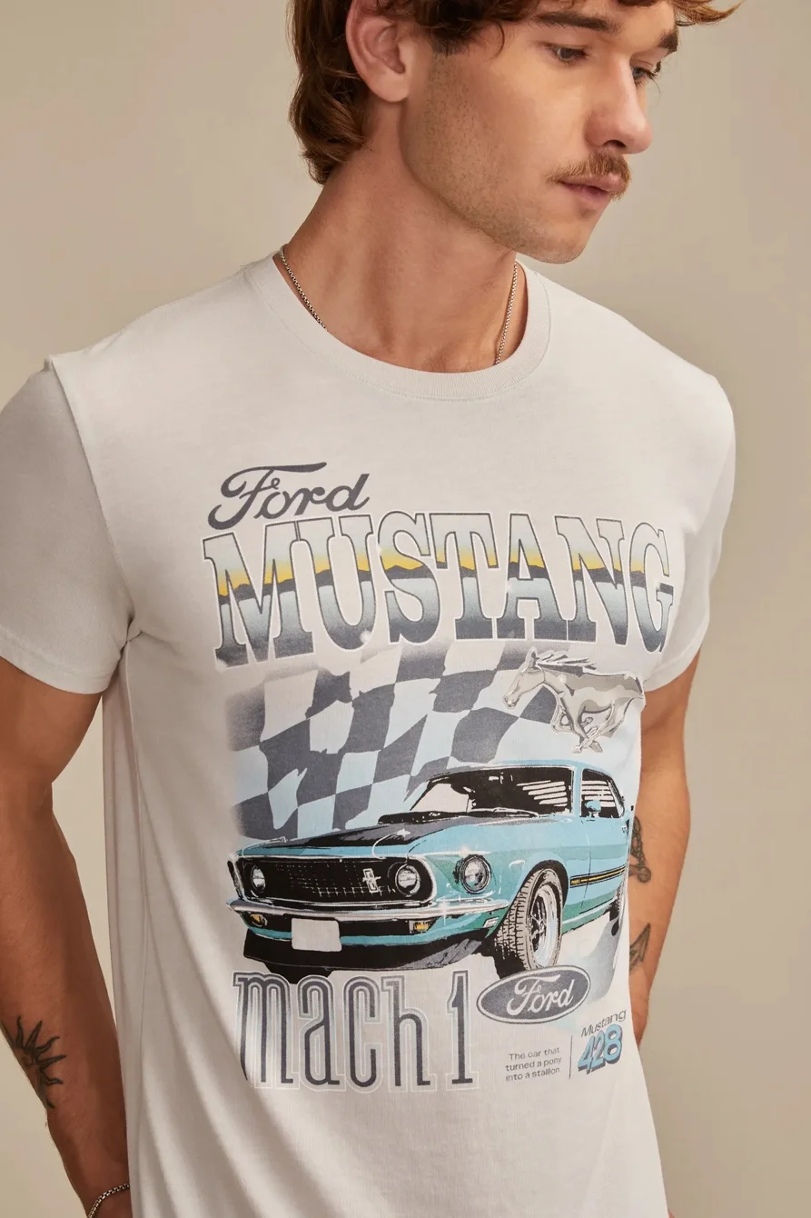 Image of Lucky Brand Ford Mustang Match Tee - Men's Clothing Tops Shirts Tee Graphic T Shirts in Dawn Blue