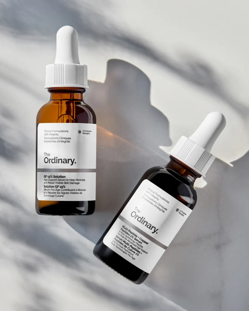 Multi-Peptide + Copper Peptides 1% Serum and GF 15% Solution to support elasticity and firmness, while repairing visible skin damage.