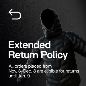All orders placed between
Nov. 3-Dec. 8 are eligible for returns until January 9, 2026, midnight. All orders placed between
Nov. 3-Dec. 8 are eligible for returns until January 9, 2026, midnight.
