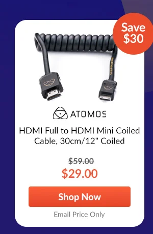 Atomos HDMI Full to HDMI Mini Coiled Cable, 30cm/12inches Coiled