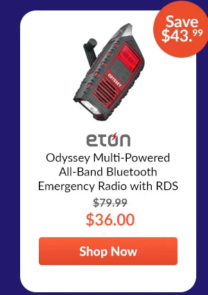 Eton Odyssey Multi-Powered All-Band Bluetooth Emergency Radio with RDS