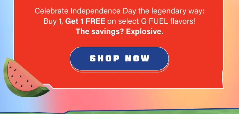 Buy 1, Get 1 FREE on select G FUEL flavors! The savings? Explosive.