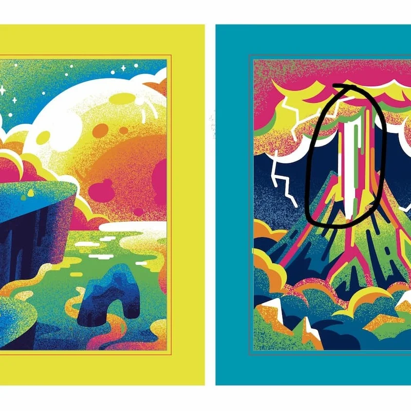 Early artwork designs and annotations