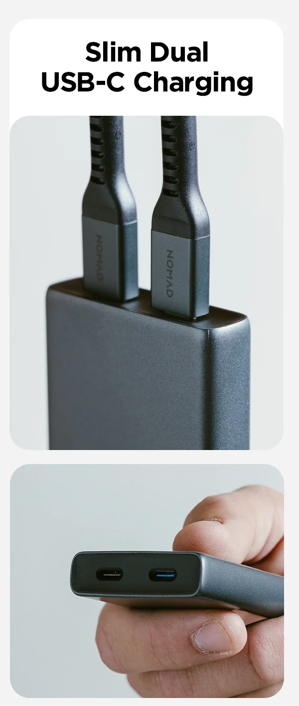 With our ProCharge power philosophy, 65W Slim Power Adapter is able to direct maximum power to either port when charging a single device. When charging two devices, ProCharge automatically reroutes power to both ports, delivering 45W to the high-speed left port and 20W to the right port.