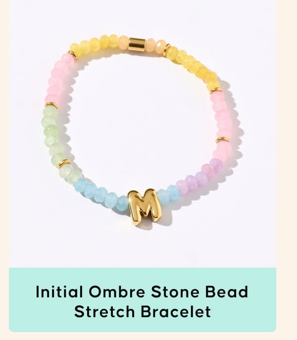 Initial Ombre Stone Bead Stretch Bracelet