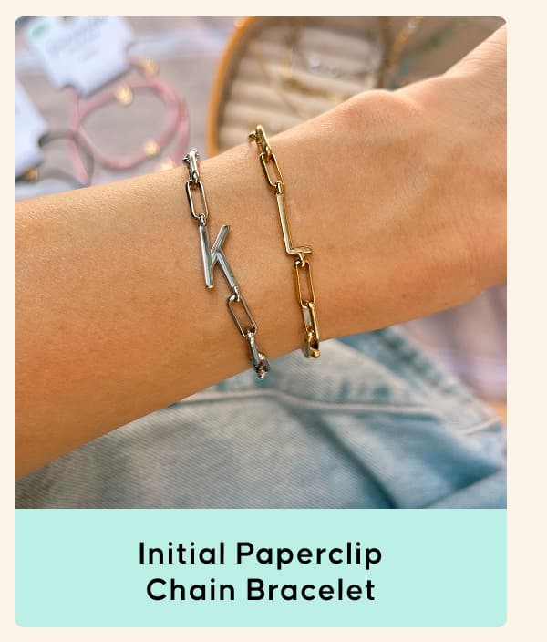 Initial Paperclip Chain Bracelet