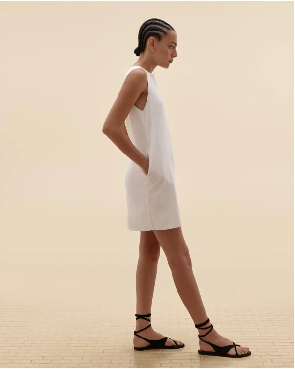 [Image]The Shift Dress in Stretch Linen | White