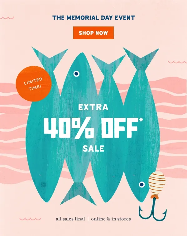 Limited Time! The Memorial Day Event Shop Now Extra 40% Off Sale