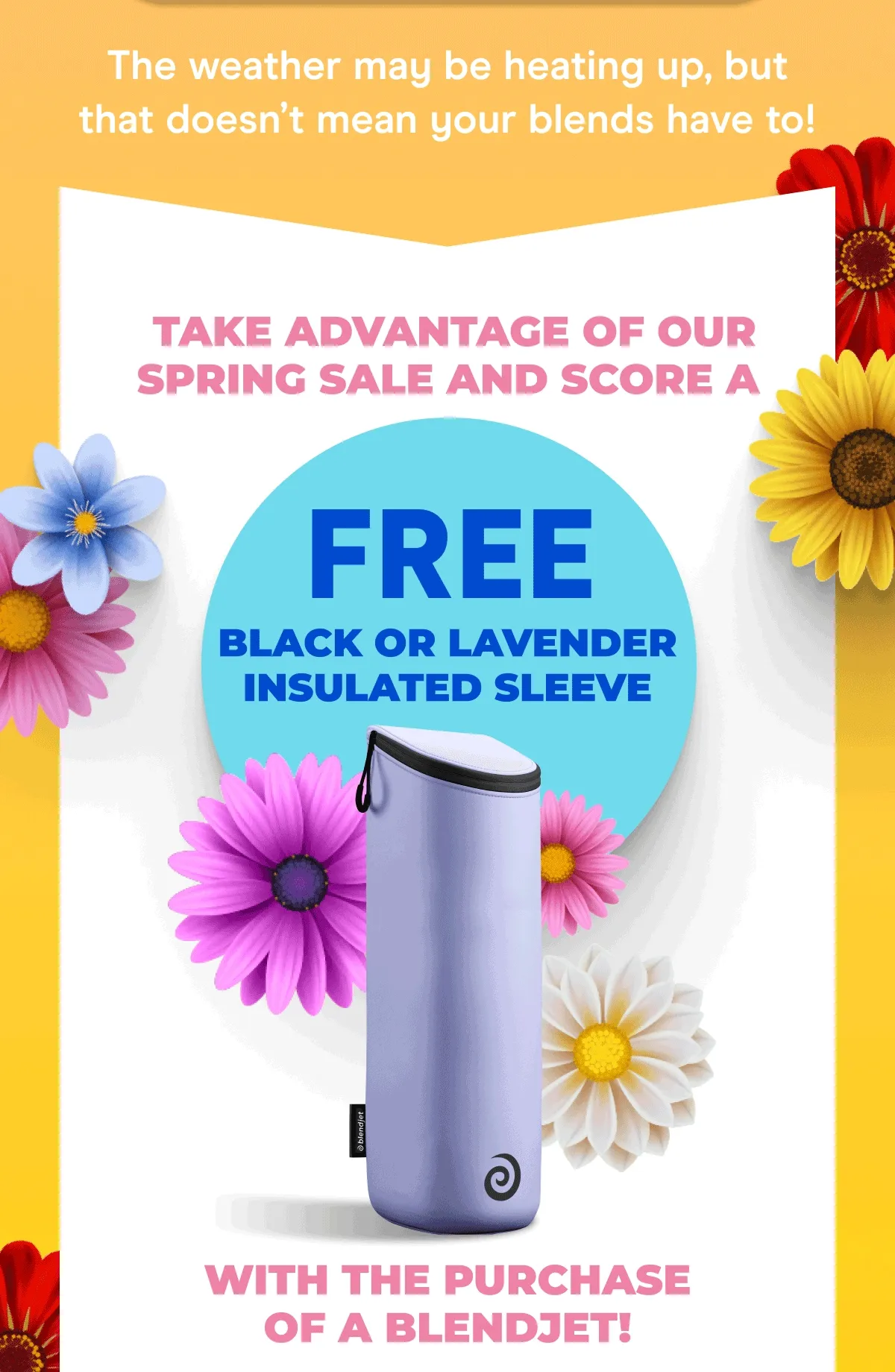 The weather may be heating up, but that doesn’t mean your blends have to! Take advantage of our Spring Sale and score a FREE Jetsetter Insulated Sleeve with the purchase of a BlendJet!