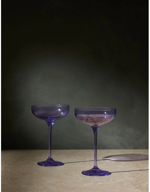 Champagne Coupes (Set of 2) by Estelle Colored Glass - Lavender