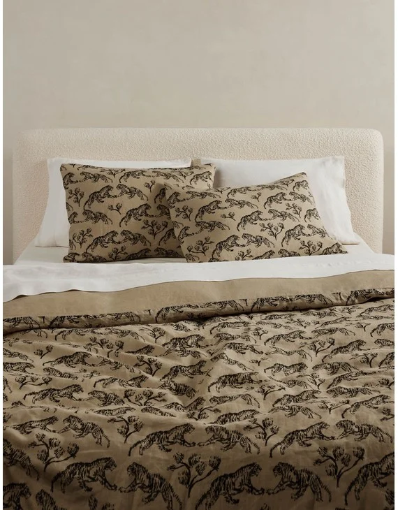 Tiger Hemp Duvet Cover by Sarah Sherman Samuel - Taupe / King/Cal King / Duvet Cover