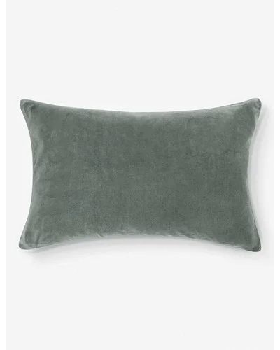Charlotte Velvet Pillow-Shale Blue / Lumbar / Pillow Cover Only