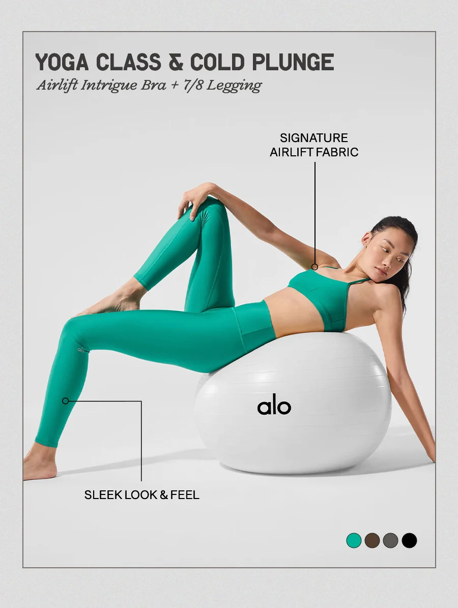 YOGA CLASS & COLD PLUNGE Airlift Intrigue Bra + 7/8 Legging. SIGNATURE AIRLIFT FABRIC. SEEK LOOK & FEEL