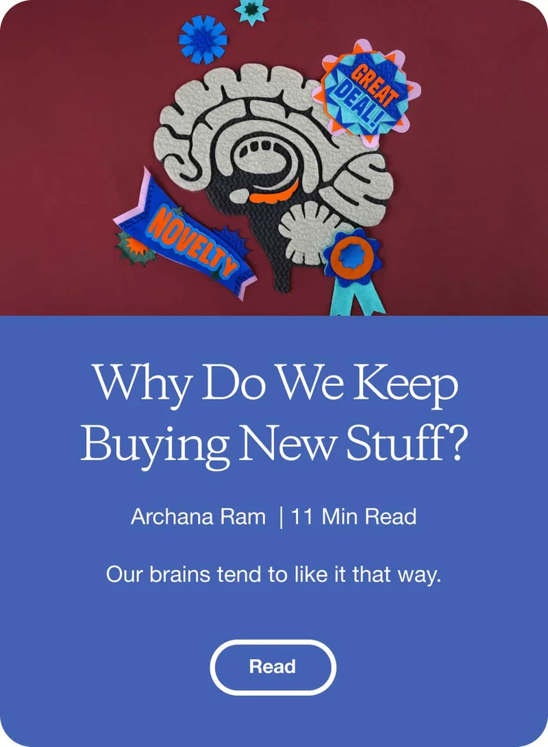 An illustration of a brain surrounded by salesy words.