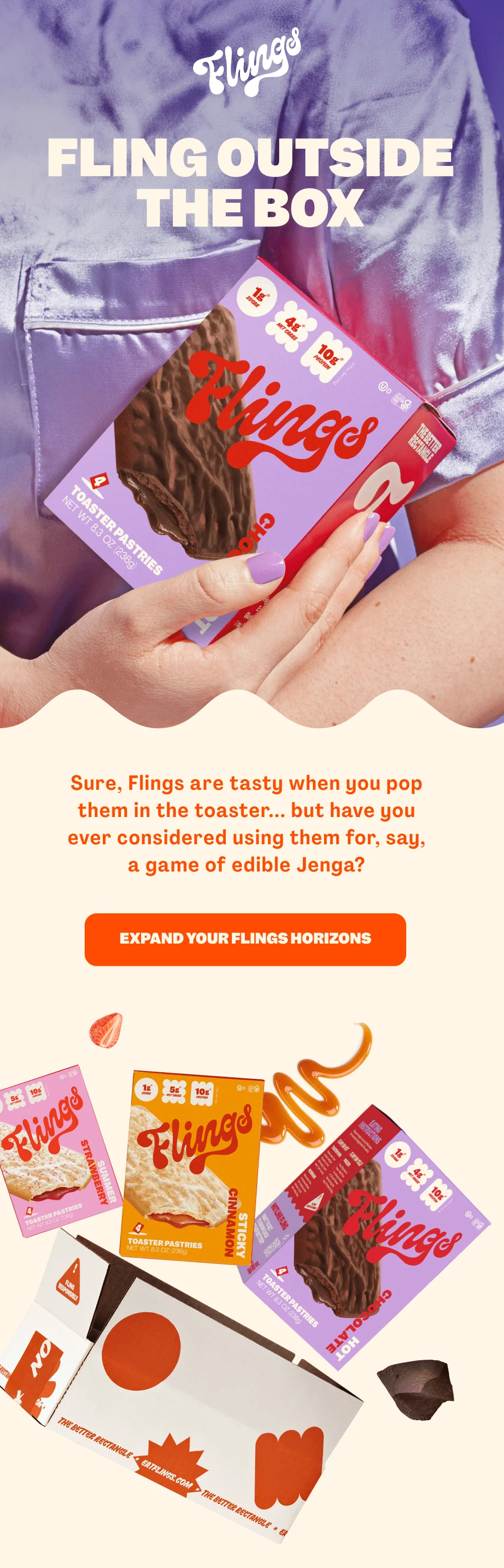 FLINGS OUTSIDE THE BOX