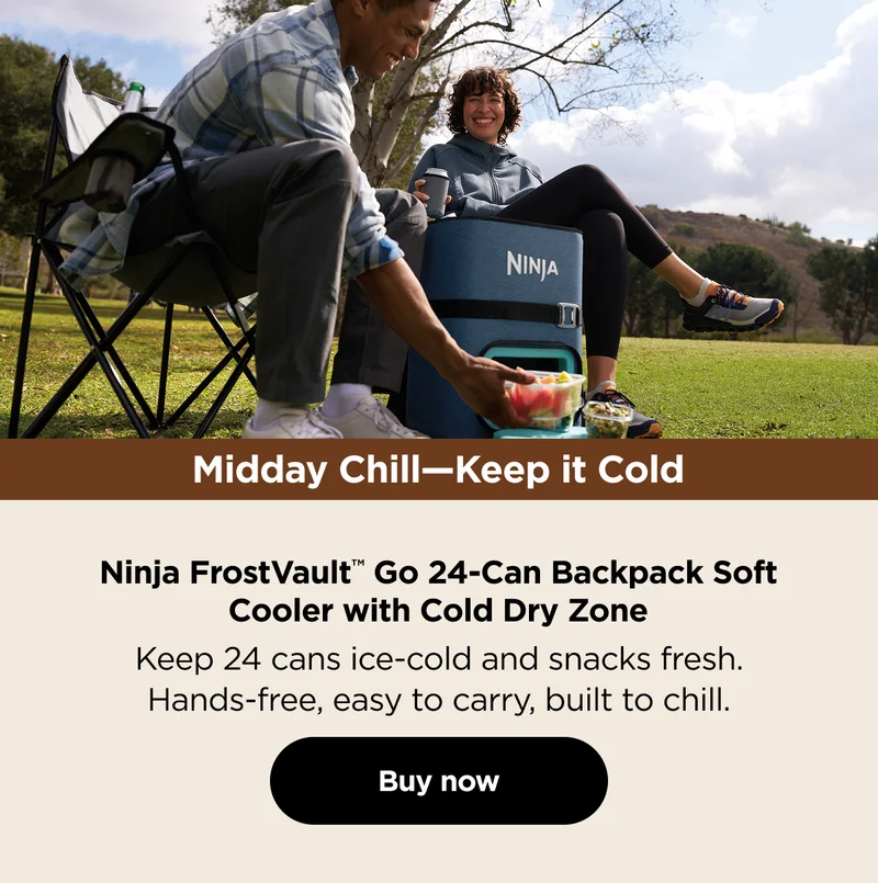 Midday Chill- Keep it Cold Ninja FrostVault™ Go 24-Can Backpack Soft Cooler with Cold Dry Zone