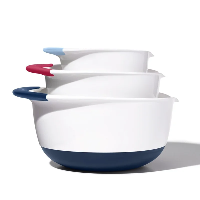 Image of 3 Piece Mixing Bowl Set New Colored Handles