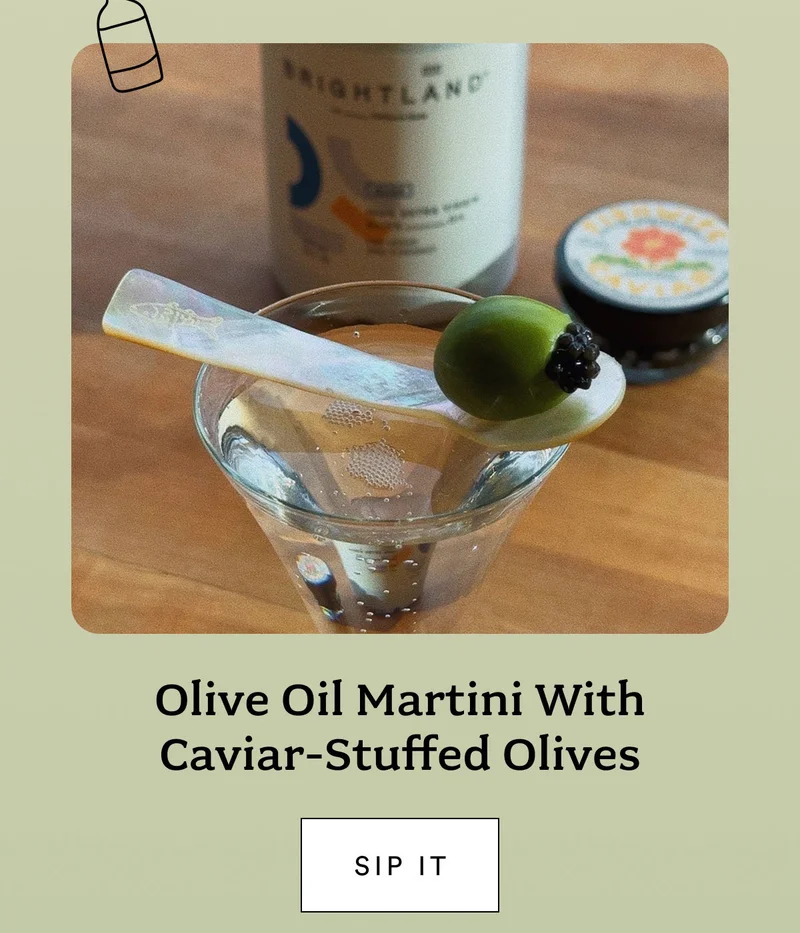 Olive Oil Martini with Caviar-Stuffed Olives