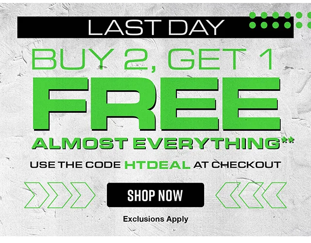 Last Day! Buy 2, Get 1 Free Almost Everything! Use The Code discount code At Checkout. Exclusions Apply. Shop Now