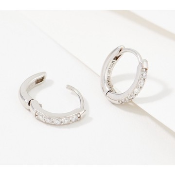 Diamonique x Courtney Khondabi 11mm Huggie Hoops, Sterling