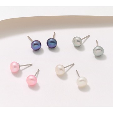 Honora Cultured Pearls Boxed Set of 4 Stud Earrings, Stainless Steel