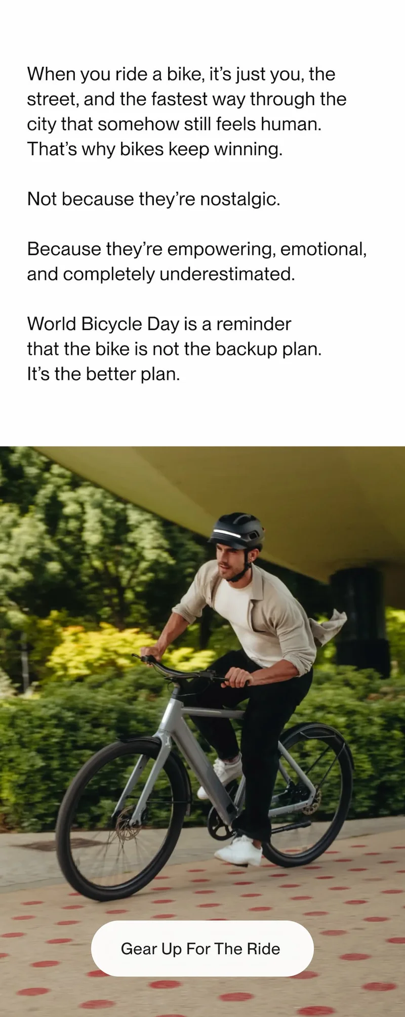 World Bicycle Day celebrates bikes as the better plan. Gear Up For The Ride.