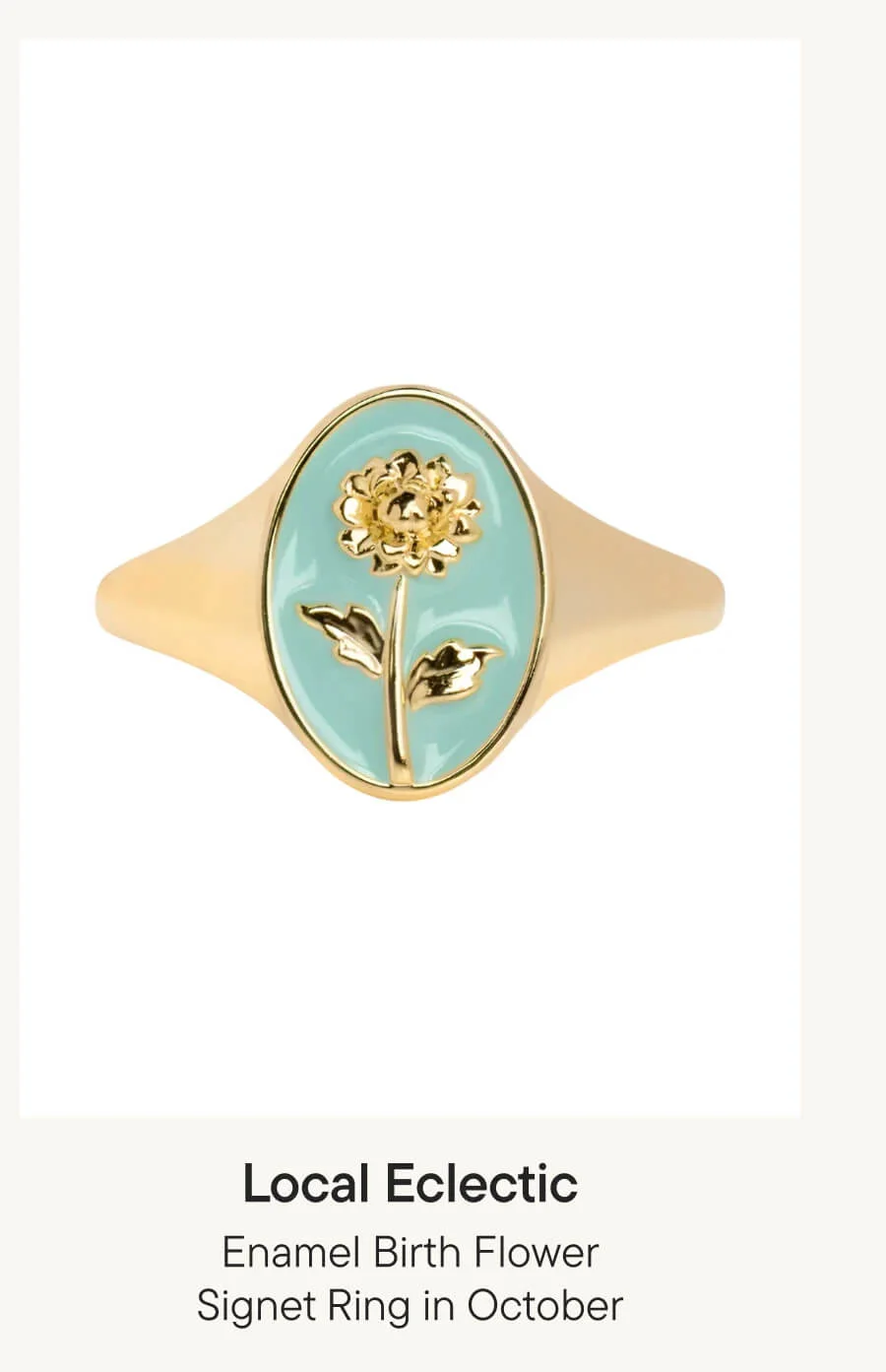 Enamel Birth Flower Signet Ring Enamel Birth Flower Signet Ring