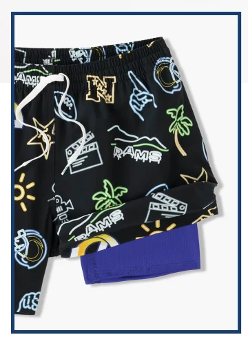 Lined Classic Swim Trunk: The Neon Rams