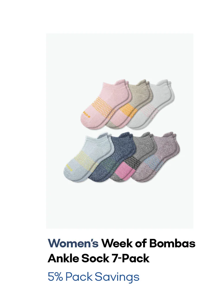 Women's Week of Bombas Ankle Sock 7-Pack