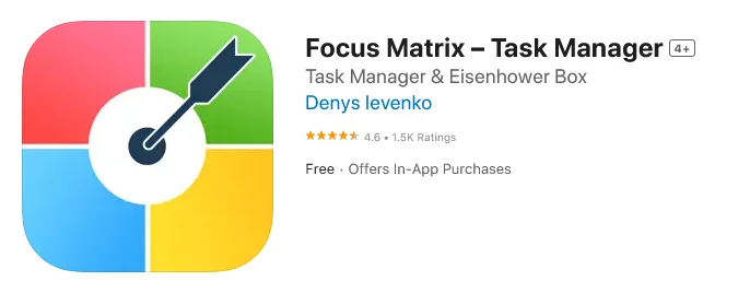 The title card for the Focus Matrix - Task Manager app.