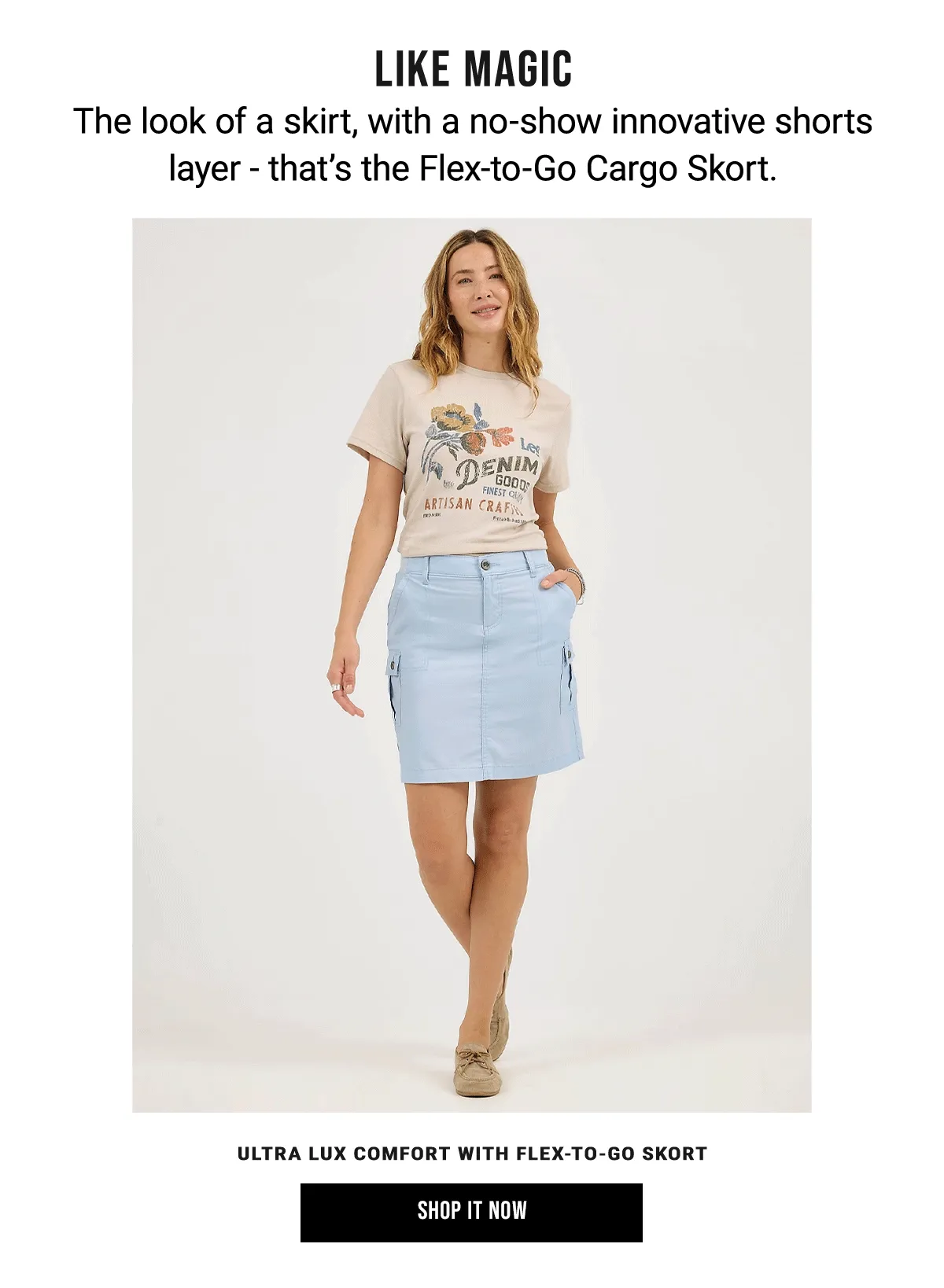 Like Magic The Look Of A Skirt, With A No-Show Innovative Shorts Layer - That’S The Flex-To-Go Cargo Skort. Ultra Lux Comfort With Flex-To-Go Skort Shop It Now