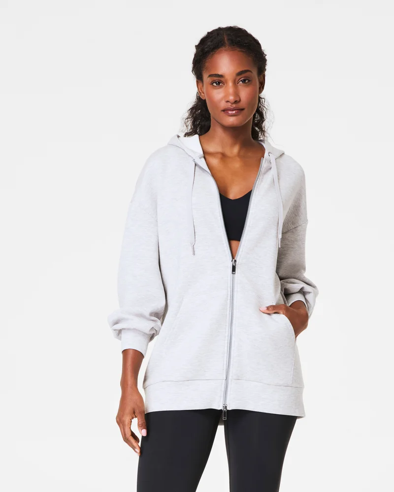 Image of Spanx Women's AirEssentials Brushed Full Zip Hoodie, Heathered