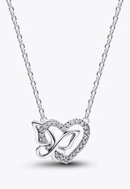 Entwined Heart & Butterfly Pendant Necklace