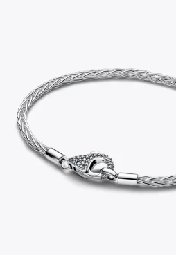 Pavé Clasp Foxtail Chain Charm Bracelet