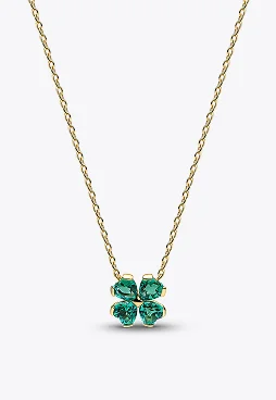 Green Lucky Clover Pendant Necklace
