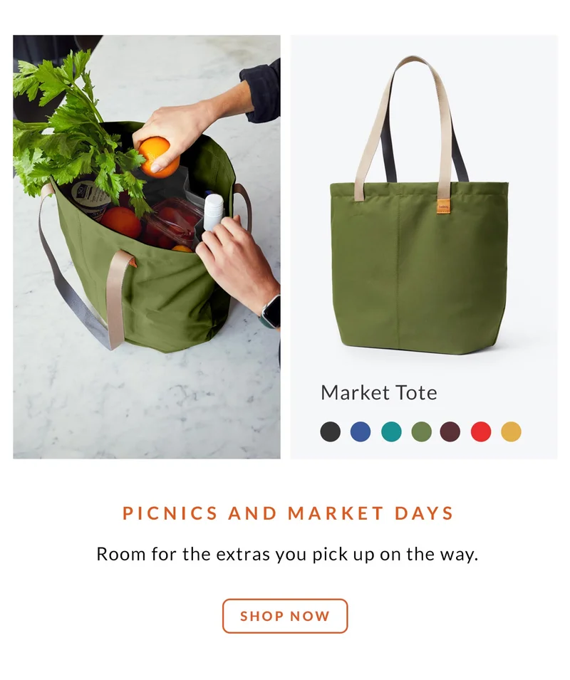 Picnics and market days  Market Tote  Room for the extras you pick up on the way.