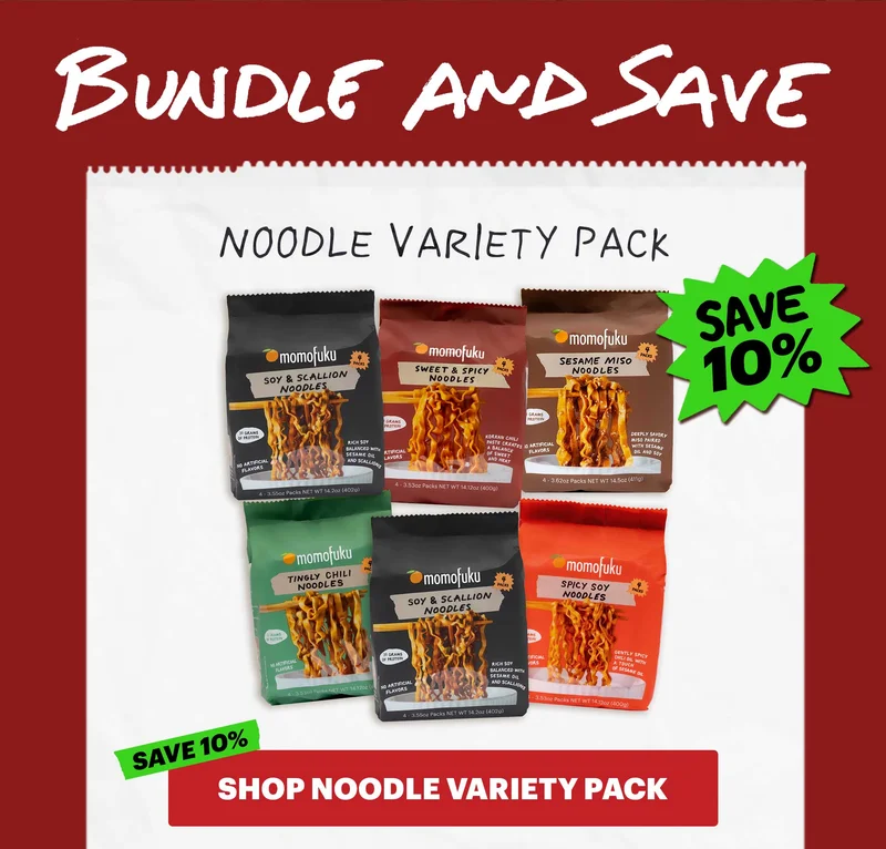 Header: BUNDLE AND SAVE   Sub-header: Noodle Variety Pack  CTA: SHOP NOODLE VARIETY PACK. TAG: SAVE 10%