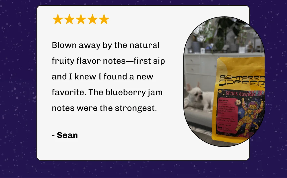 Blown away by the natural fruity flavor notes—first sip and I knew I found a new favorite. The blueberry jam notes were the strongest. - Sean