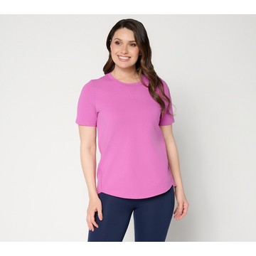 Denim & Co. Active French Terry Short Sleeve Round Neck Top