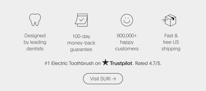 designed by leading dentists | 100-day money-back guarantee | 900,000+ happy customers | fast & free us shipping - visit suri